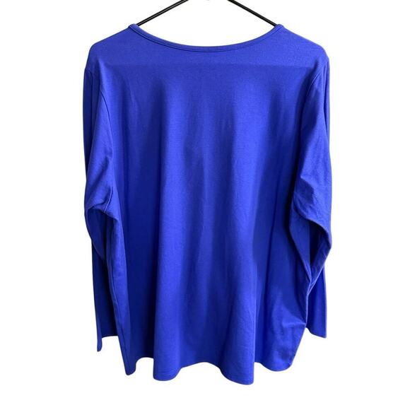 Bob Mackie V-Neck Laced Front Grommet Knit Top 2XL XXL Iris Blue Purple Relaxed - Picture 3 of 9